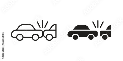 Rear end collision icon vector illustration logo template in filled, outline