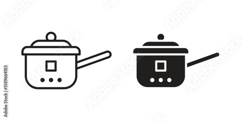 pressure cooker icon vector illustration logo template in filled, outline