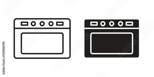Oven icon vector illustration logo template in filled, outline