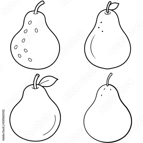 Rotten Pear Coloring Page – Spoiled Fruit Line Art Illustration for Kids and Adults
