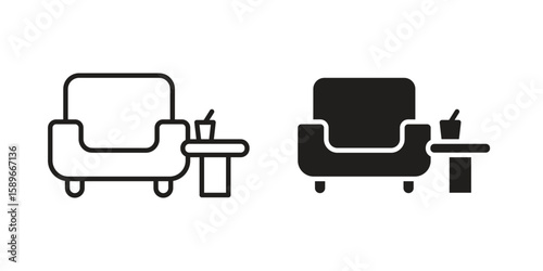 Lounge icon vector illustration logo template in filled, outline