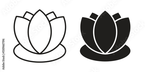 Lotus flower icon vector illustration logo template in filled, outline