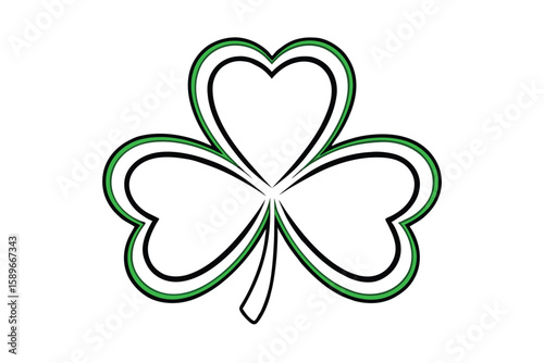 Bright Green Shamrock With Subtle Gradient Outline