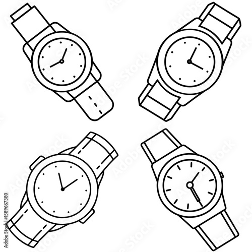 Wristwatch Coloring Page – Stylish Timepiece Line Art Illustration for Kids and Adults