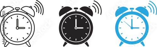 Alarm clock vector illustration set time reminder wake up call morning symbol