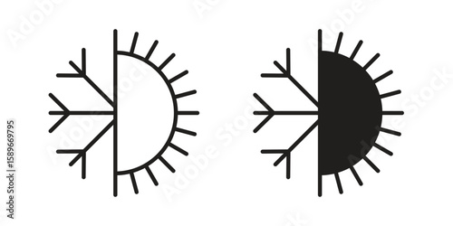 Hot and cold icon vector illustration logo template in filled, outline