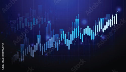 Stock market candlestick chart background. technology analysis trading graph on vector financial background.