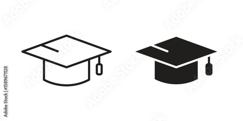 Graduated icon vector illustration logo template in filled, outline