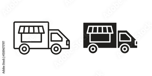 Food truck icon vector illustration logo template in filled, outline