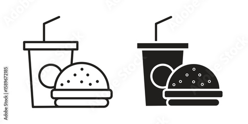 Fast food icon vector illustration logo template in filled, outline