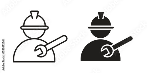 Engineer icon vector illustration logo template in filled, outline