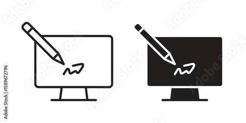 Electronic signature icon vector illustration logo template in filled, outline