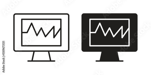 EKG monitor icon vector illustration logo template in filled, outline