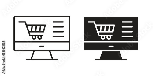 E commerce platform icon vector illustration logo template in filled, outline