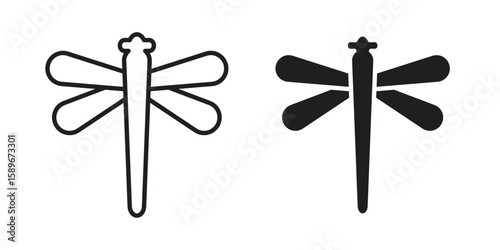Dragon fly icon vector illustration logo template in filled, outline