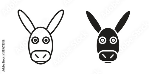Donkey icon vector illustration logo template in filled, outline
