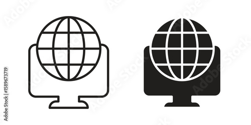 Domain icon vector illustration logo template in filled, outline