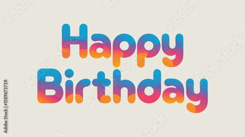 Colorful Vector SVG Illustration of Happy Birthday Text in Modern Bubble Style with Gradient Colors for Web and Digital Celebrations