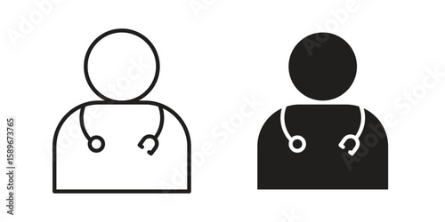 Doctor icon vector illustration logo template in filled, outline