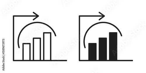 Diminishing returns icon vector illustration logo template in filled, outline