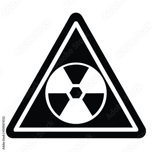 Black and white radiation hazard sign indicating potential exposure to dangerous radioactive material and its associated risks