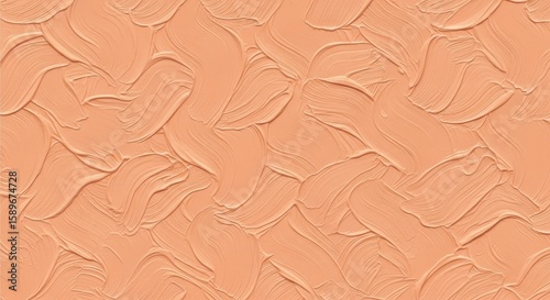 Textured Peach Colored Decorative Wall Surface with Swirling Brush Strokes Abstract Background