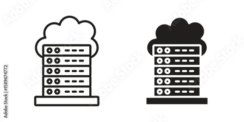 Data center icon vector illustration logo template in filled, outline