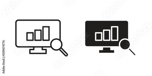 Data Analysing icon vector illustration logo template in filled, outline