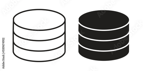 Cylinder database icon vector illustration logo template in filled, outline