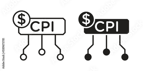 Consumer prices index icon vector illustration logo template in filled, outline