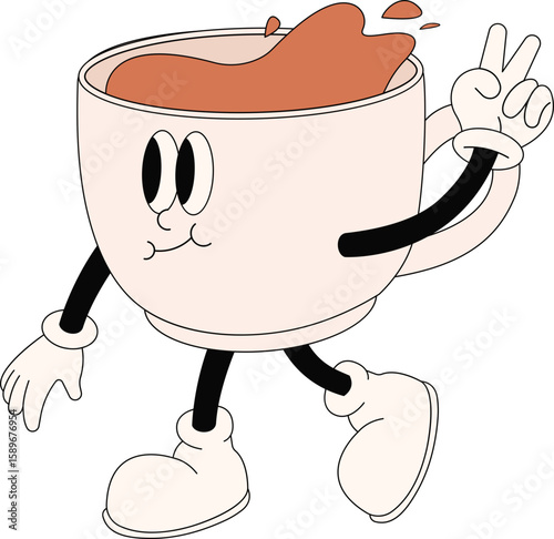Cartoon Coffee Retro Character 