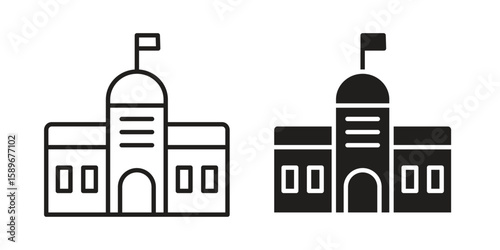 City hall icon vector illustration logo template in filled, outline