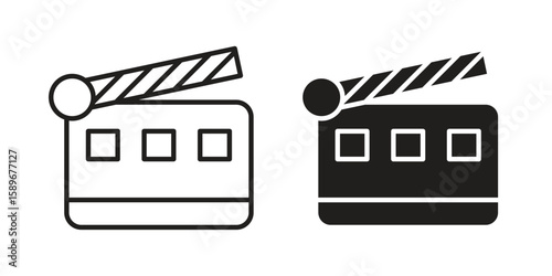 Cinema flapper icon vector illustration logo template in filled, outline