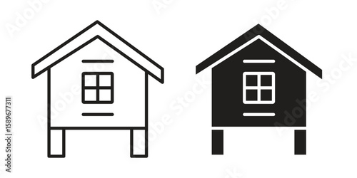 Chicken coop icon vector illustration logo template in filled, outline