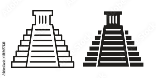 Chichen Itza icon vector illustration logo template in filled, outline