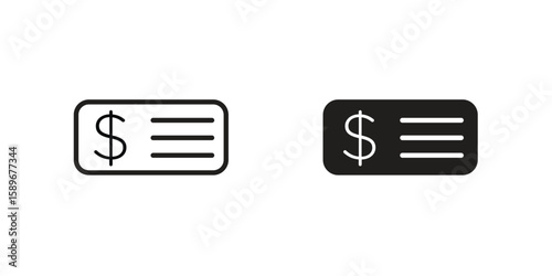 Cheque icon vector illustration logo template in filled, outline