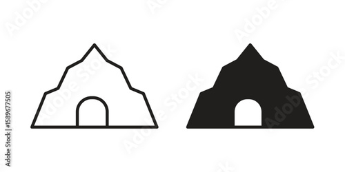 cave icon vector illustration logo template in filled, outline