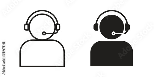 Callcenter icon vector illustration logo template in filled, outline