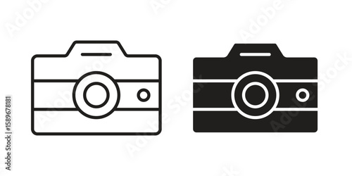 Camera icon vector illustration logo template in filled, outline