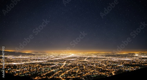 Vast Cityscape Illuminated Under a Starry Night Sky Overview