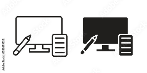 Blended learning icon vector illustration logo template in filled, outline