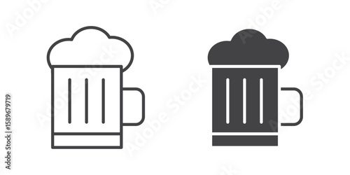 Beer icon vector illustration logo template in filled, outline