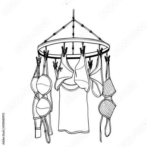 lingerie drying rack vector illustration
