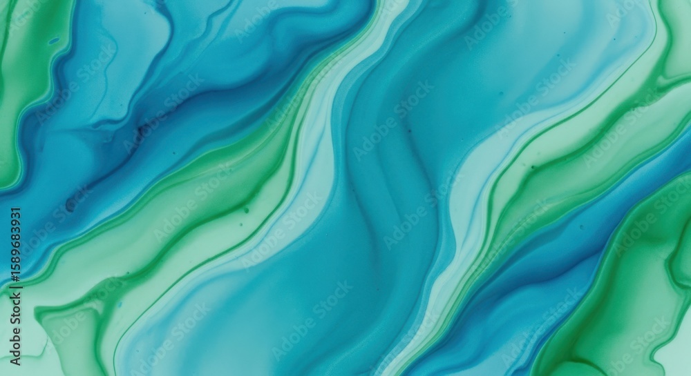 Obraz premium Abstract Watercolor Swirls in Blue and Green Tones Creating a Flowing Organic Pattern
