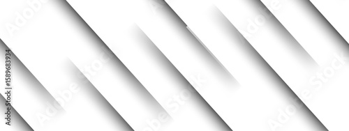 Abstract clean white background with diagonal cut-out lines and soft shadows. Minimalist, geometric  grayscale color palette, modern elegance. Layered paper, folded surfaces with presentation template