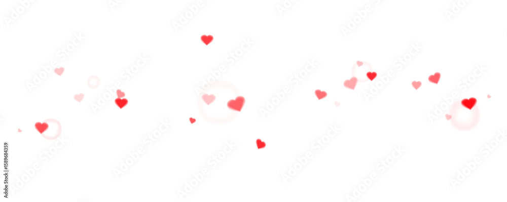 Beautiful background of hearts for mother's day, birthday, valentine's day. Romantic design element about love, blurred hearts on transparent background, vector, png.