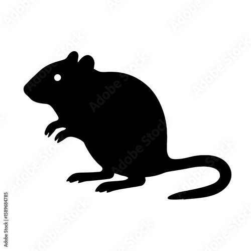 Design a black silhouette of a Gerbil white background clean vector shape