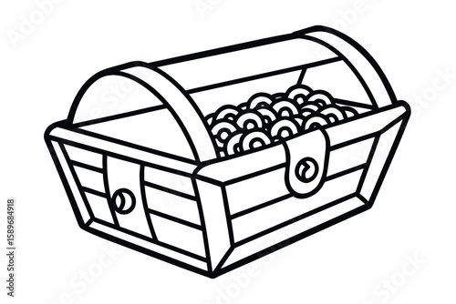 Cartoon Pirate Treasure Chest Filled With Gold Coins