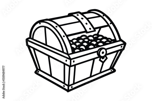 Cartoon Pirate Treasure Chest Filled With Gold Coins