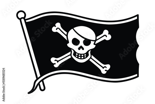 Cartoon Pirate Flag With Skull And Swords